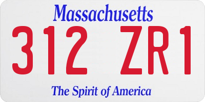 MA license plate 312ZR1