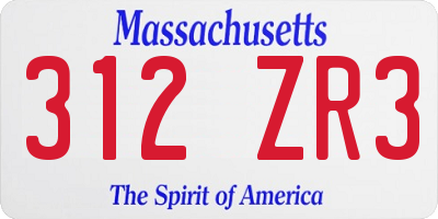 MA license plate 312ZR3