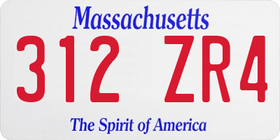 MA license plate 312ZR4