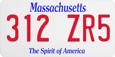 MA license plate 312ZR5