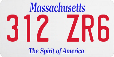 MA license plate 312ZR6