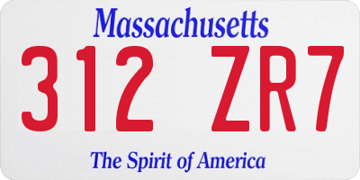 MA license plate 312ZR7