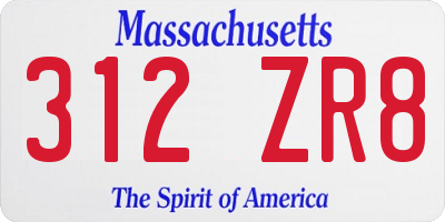 MA license plate 312ZR8