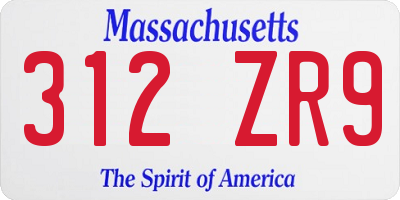 MA license plate 312ZR9