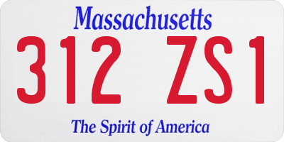 MA license plate 312ZS1