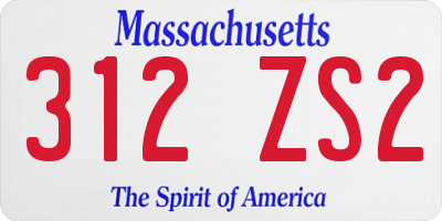 MA license plate 312ZS2