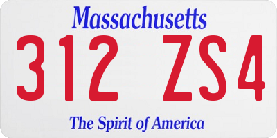 MA license plate 312ZS4