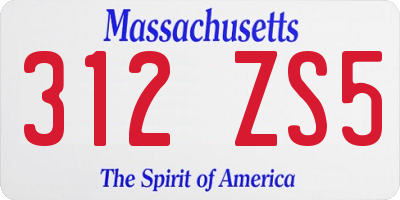 MA license plate 312ZS5