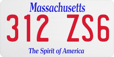 MA license plate 312ZS6