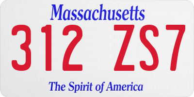 MA license plate 312ZS7