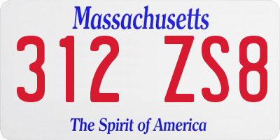 MA license plate 312ZS8