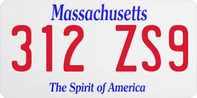 MA license plate 312ZS9