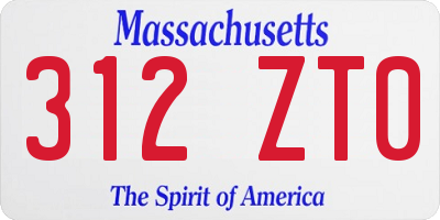 MA license plate 312ZT0