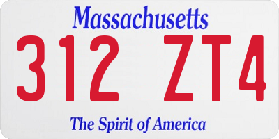 MA license plate 312ZT4