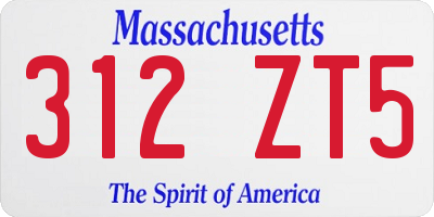 MA license plate 312ZT5