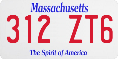 MA license plate 312ZT6