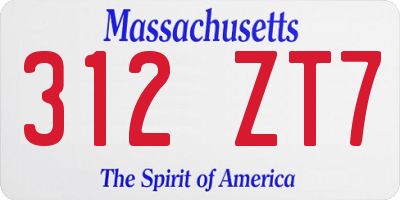 MA license plate 312ZT7