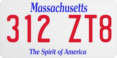 MA license plate 312ZT8