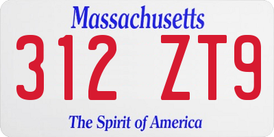 MA license plate 312ZT9