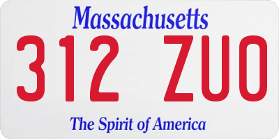 MA license plate 312ZU0