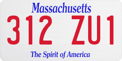 MA license plate 312ZU1
