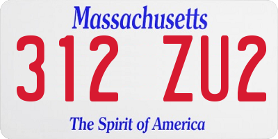 MA license plate 312ZU2