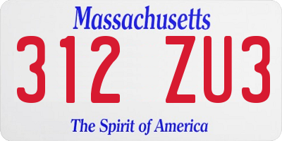 MA license plate 312ZU3