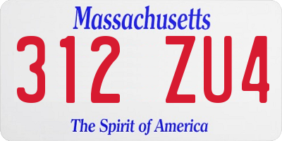 MA license plate 312ZU4