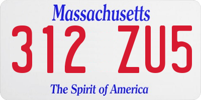 MA license plate 312ZU5