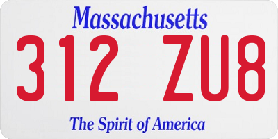 MA license plate 312ZU8