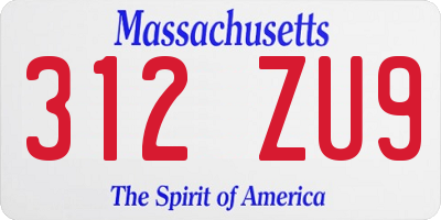 MA license plate 312ZU9