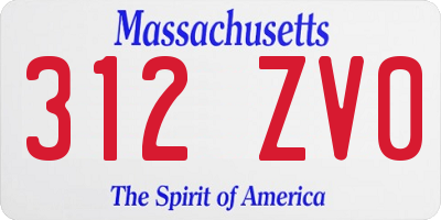 MA license plate 312ZV0