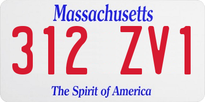 MA license plate 312ZV1