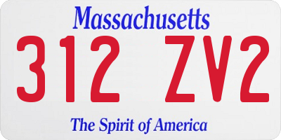 MA license plate 312ZV2