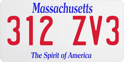 MA license plate 312ZV3