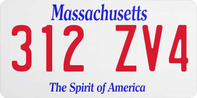 MA license plate 312ZV4