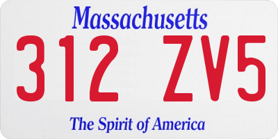 MA license plate 312ZV5