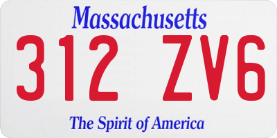 MA license plate 312ZV6