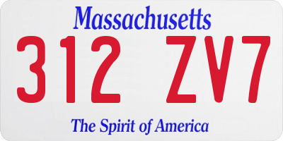 MA license plate 312ZV7