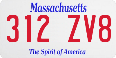 MA license plate 312ZV8