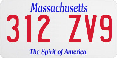 MA license plate 312ZV9