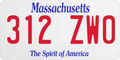 MA license plate 312ZW0