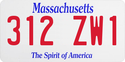 MA license plate 312ZW1