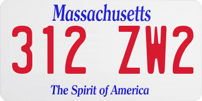 MA license plate 312ZW2