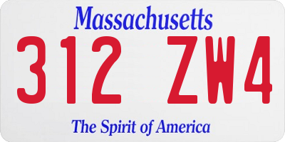 MA license plate 312ZW4