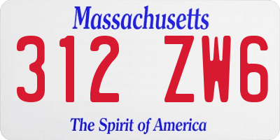 MA license plate 312ZW6
