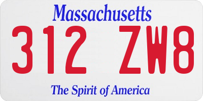 MA license plate 312ZW8