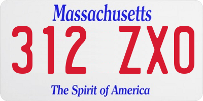 MA license plate 312ZX0
