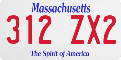 MA license plate 312ZX2