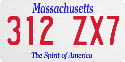 MA license plate 312ZX7